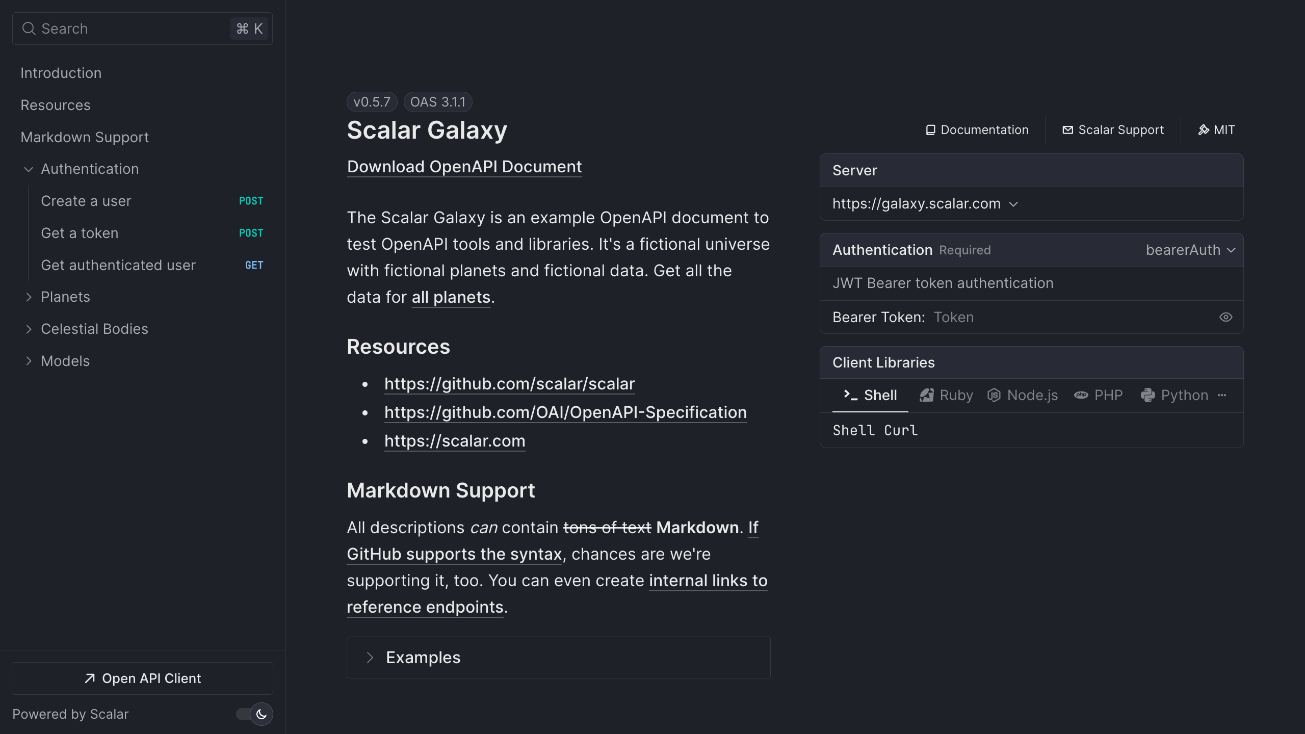 Screenshot of the FastAPI integration